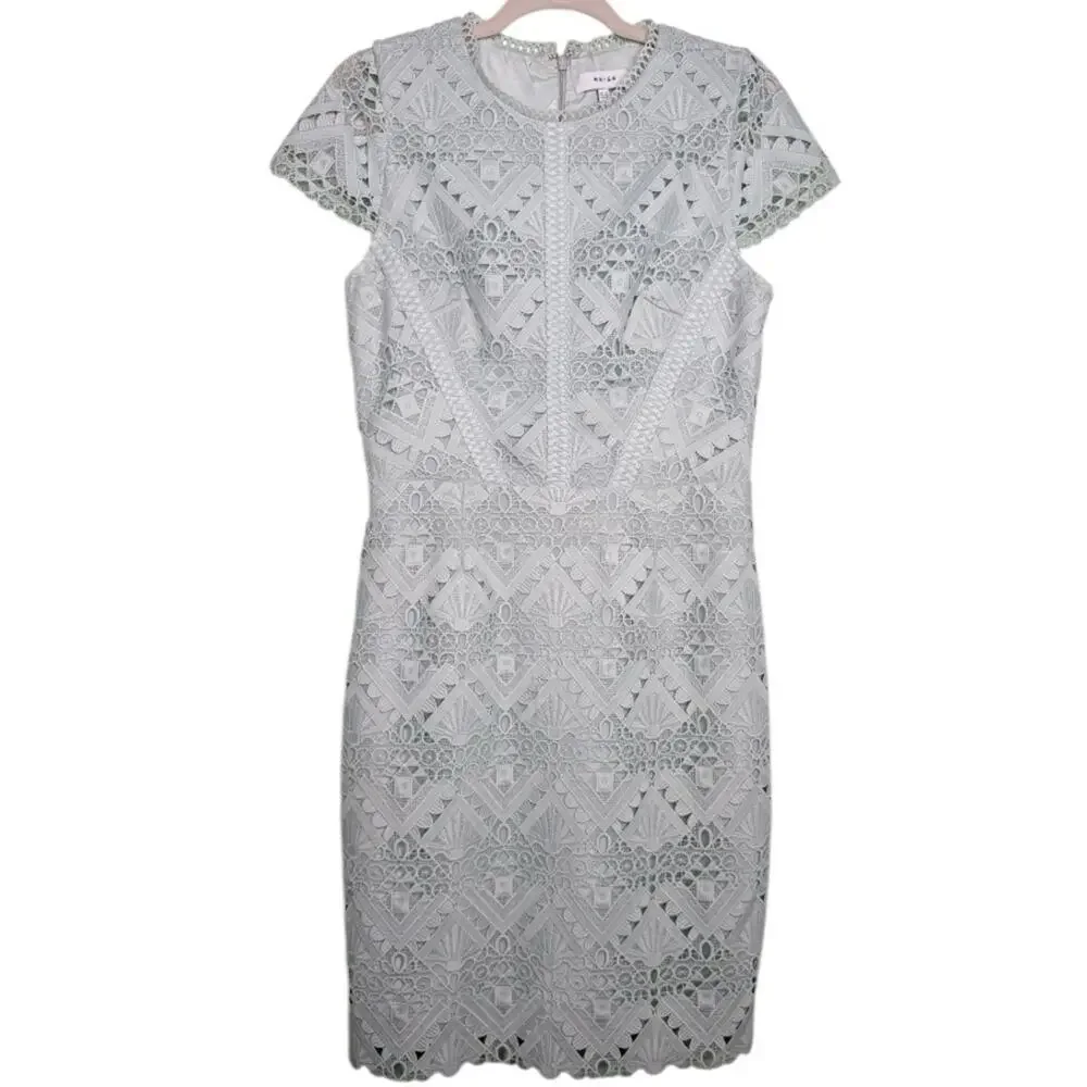 Reiss Liza Cap Sleeve Lace Dress in Sage Green Mint Green Dress Size 8